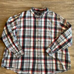 Lands’ End Men’s Plaid Button Down Shirt 4XL Tall Cotton